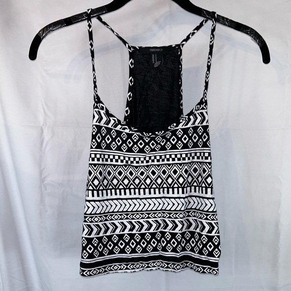 Forever 21 Tank Top Thin Strap Cropped Aztec Geometric Print U-Neck Pull On Top - Picture 4 of 9